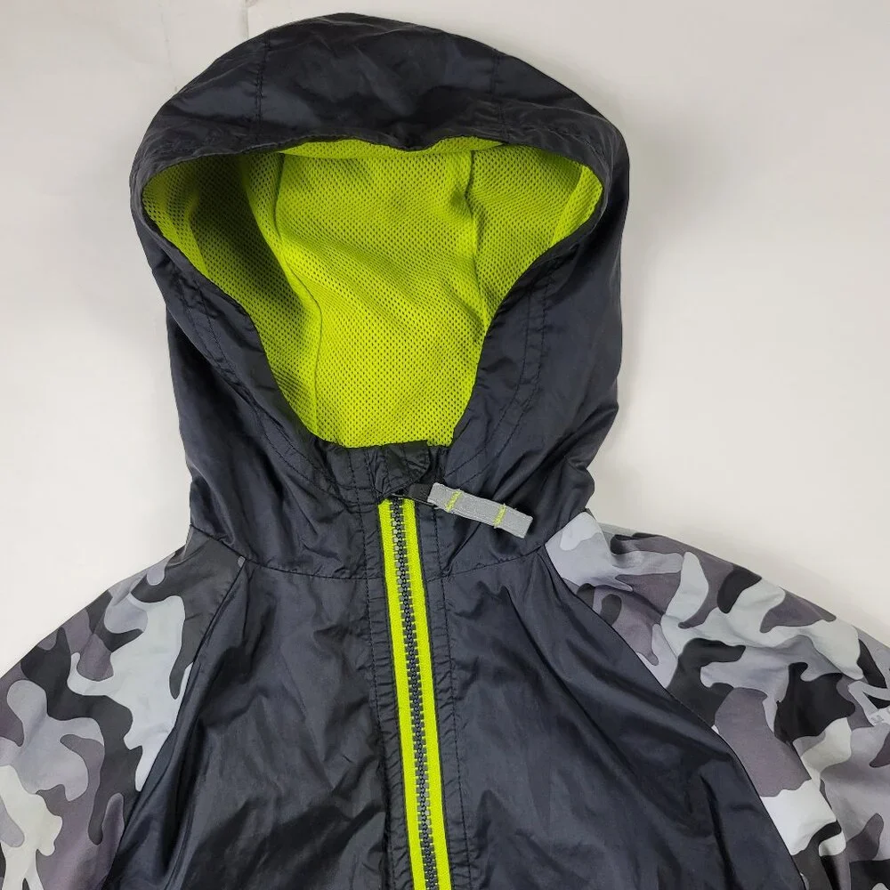 Michael Kors Windbreaker Jacket 3T Gray Camo Hooded Zip Coat